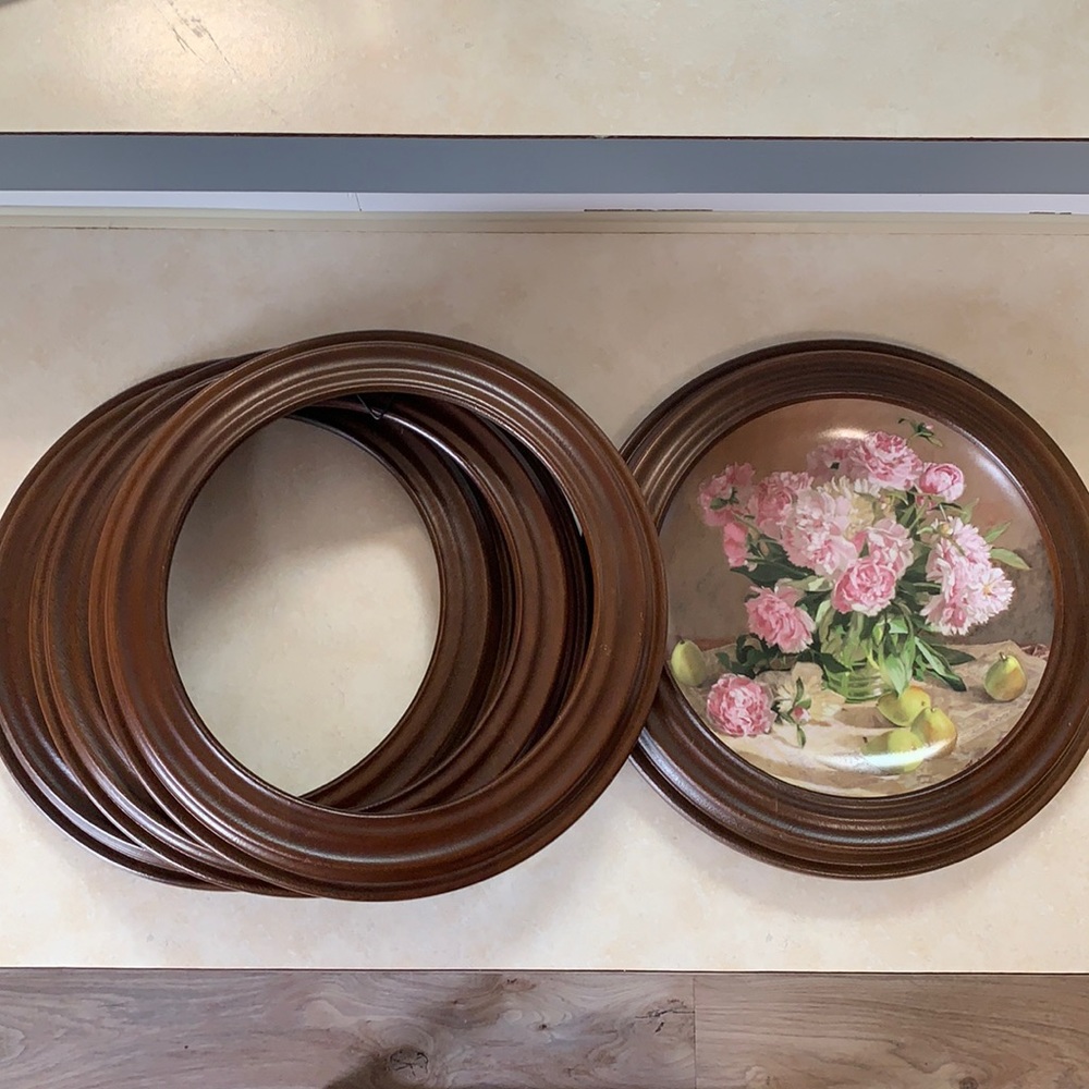 11” Wooden plate frames that hold a 8 1/2” plate